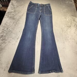Harper Jeans Womens 29 Blue Medium Wash Mid Rise Flared Slim Stretch Denim
